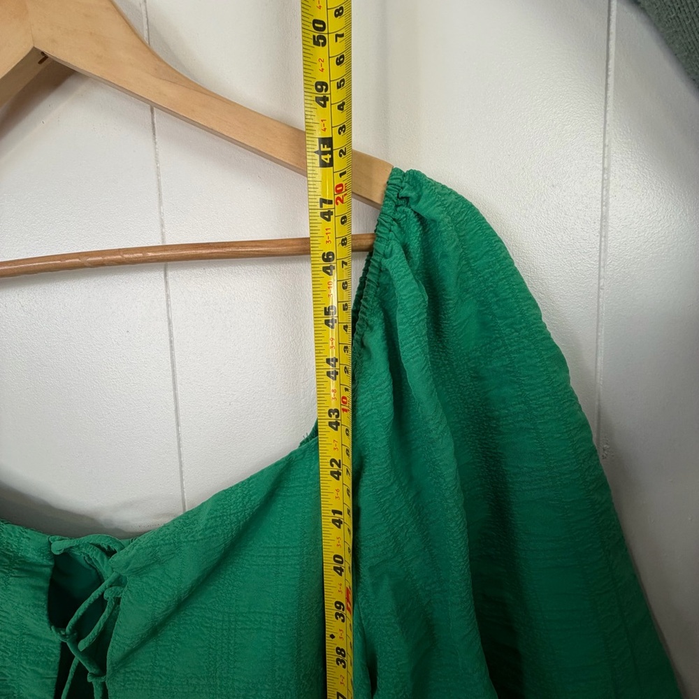 Addition Elle Green Maxi Tiered Lace-Up Peasant Dress Party Stretch size 3X - Picture 14 of 16